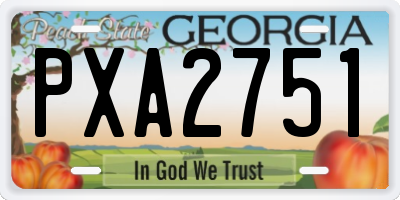 GA license plate PXA2751
