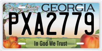 GA license plate PXA2779