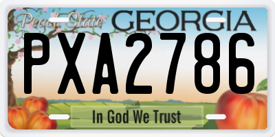 GA license plate PXA2786
