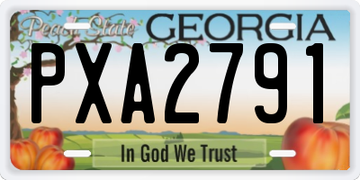 GA license plate PXA2791