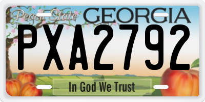 GA license plate PXA2792