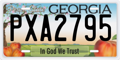GA license plate PXA2795