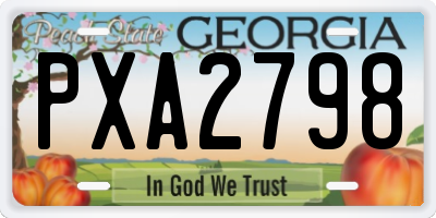 GA license plate PXA2798