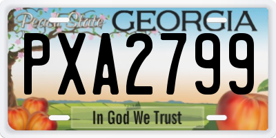 GA license plate PXA2799