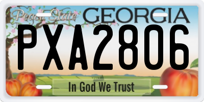 GA license plate PXA2806