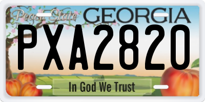 GA license plate PXA2820