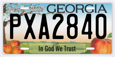 GA license plate PXA2840