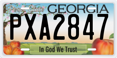 GA license plate PXA2847