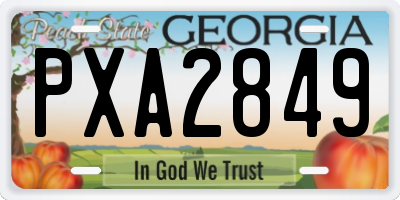 GA license plate PXA2849