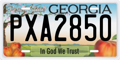 GA license plate PXA2850