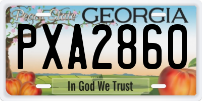 GA license plate PXA2860