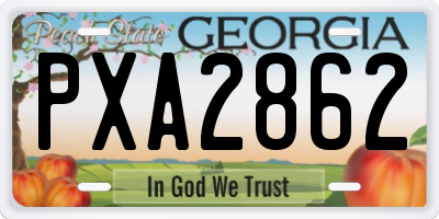 GA license plate PXA2862