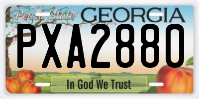GA license plate PXA2880