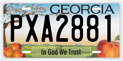 GA license plate PXA2881