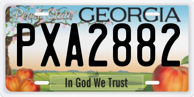 GA license plate PXA2882