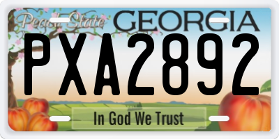 GA license plate PXA2892