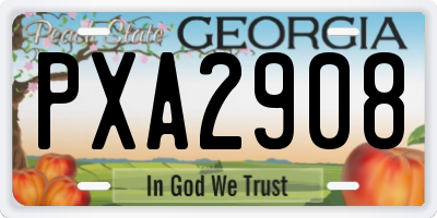 GA license plate PXA2908