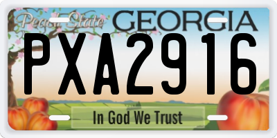GA license plate PXA2916