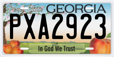 GA license plate PXA2923
