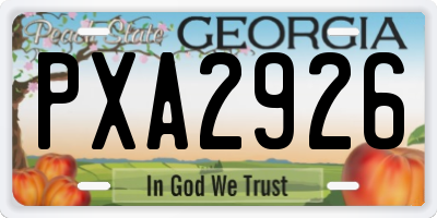 GA license plate PXA2926