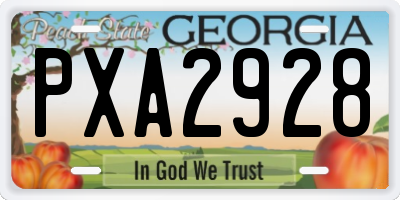 GA license plate PXA2928