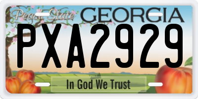 GA license plate PXA2929