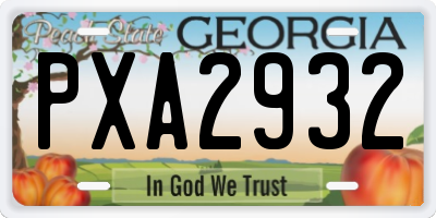 GA license plate PXA2932