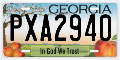 GA license plate PXA2940