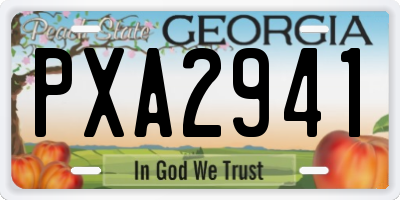 GA license plate PXA2941