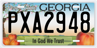 GA license plate PXA2948