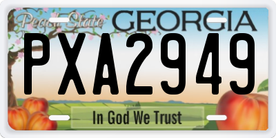 GA license plate PXA2949
