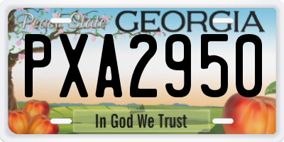 GA license plate PXA2950
