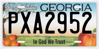 GA license plate PXA2952
