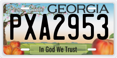 GA license plate PXA2953