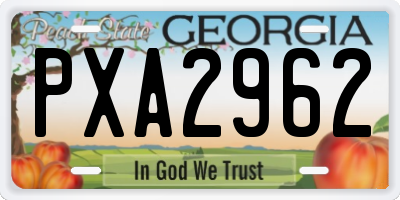 GA license plate PXA2962