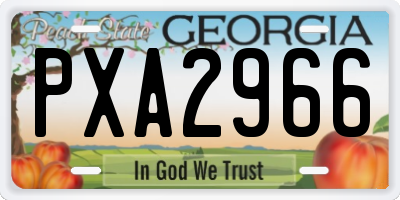 GA license plate PXA2966