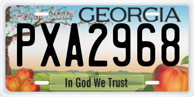 GA license plate PXA2968