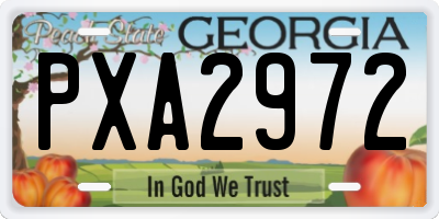 GA license plate PXA2972