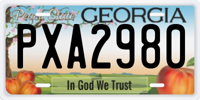 GA license plate PXA2980