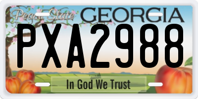 GA license plate PXA2988