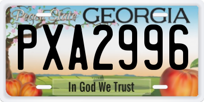 GA license plate PXA2996