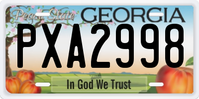 GA license plate PXA2998