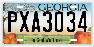 GA license plate PXA3034