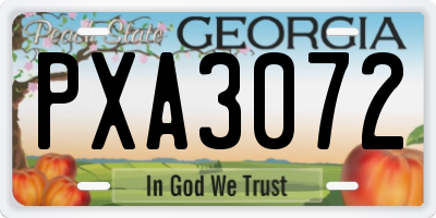 GA license plate PXA3072
