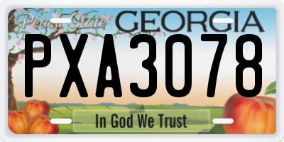 GA license plate PXA3078