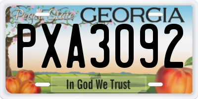 GA license plate PXA3092