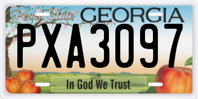 GA license plate PXA3097