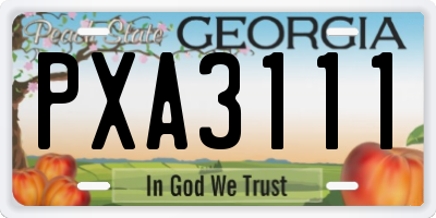 GA license plate PXA3111