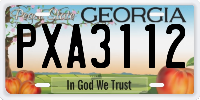 GA license plate PXA3112