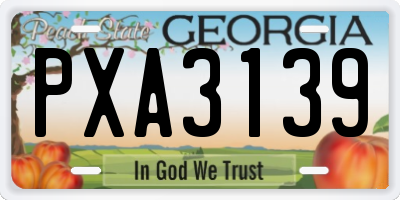 GA license plate PXA3139